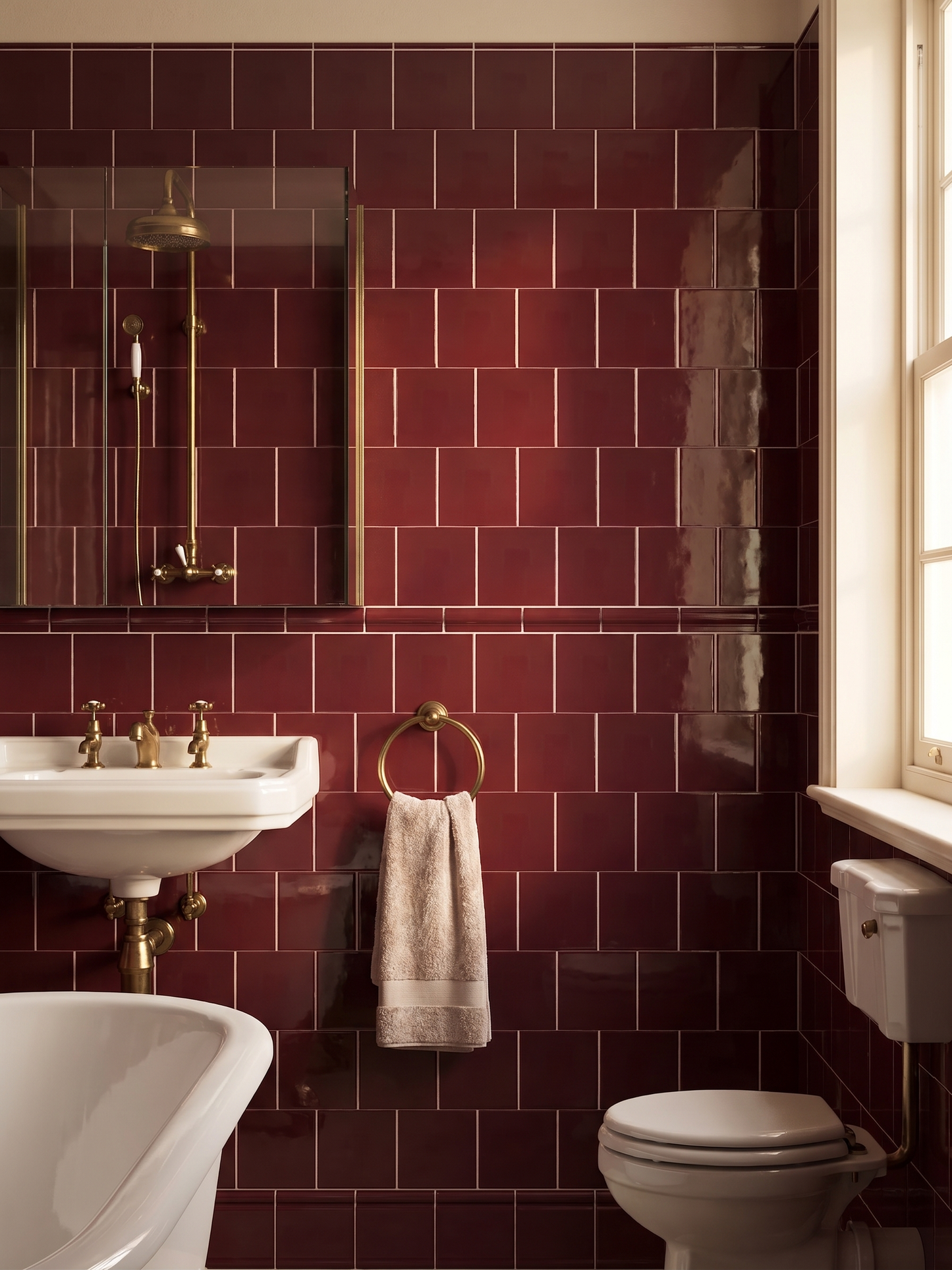 Belgravia Field Tile Burgundy Gloss