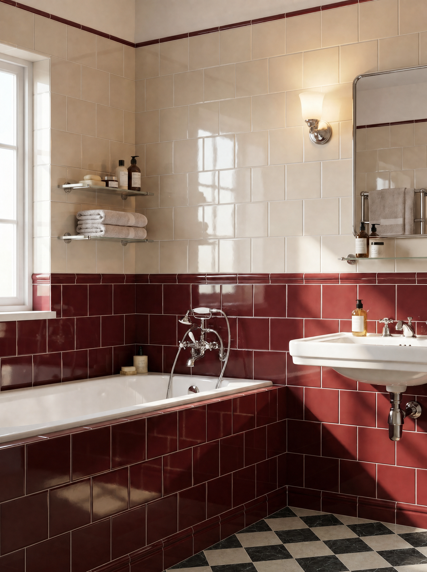 Belgravia Field Tile Burgundy Gloss