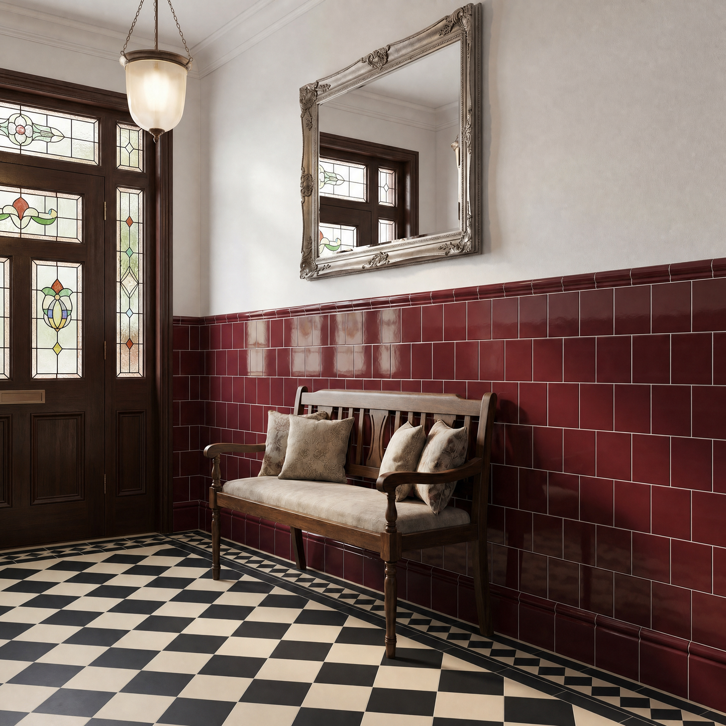 Belgravia Field Tile Burgundy Gloss