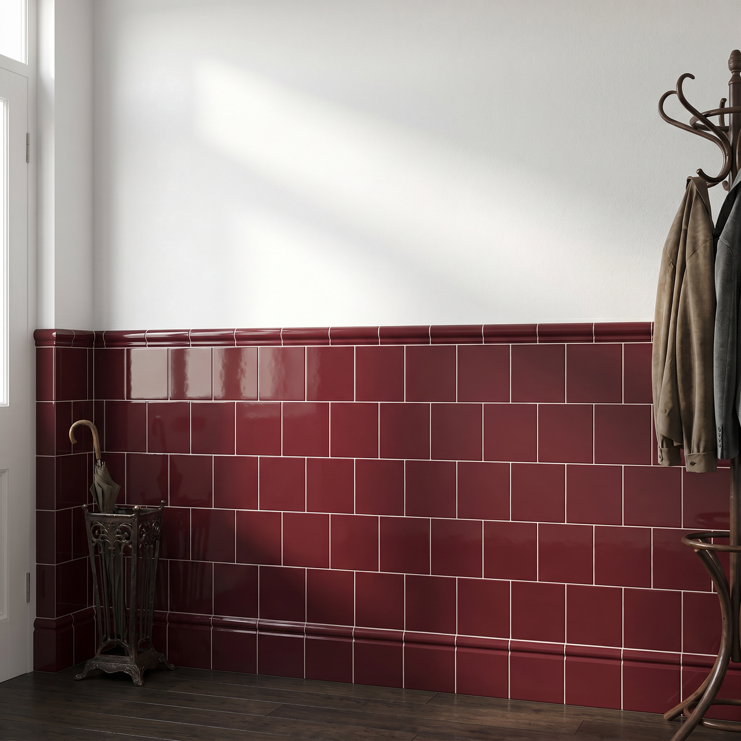 Belgravia Field Tile Burgundy Gloss