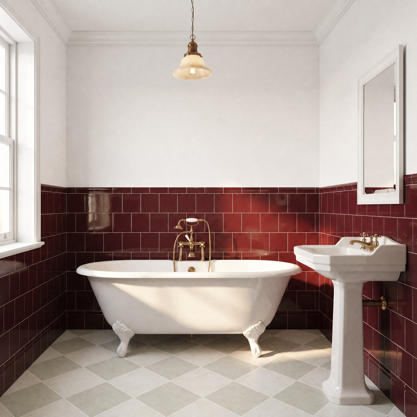 Belgravia Field Tile Burgundy Gloss