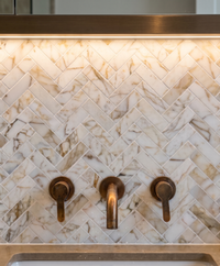Calacatta Oro Marble Honed Herringbone Mosaic