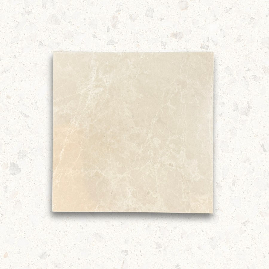 Crema Velato and Calacatta Viola Honed Marble Chequerboard