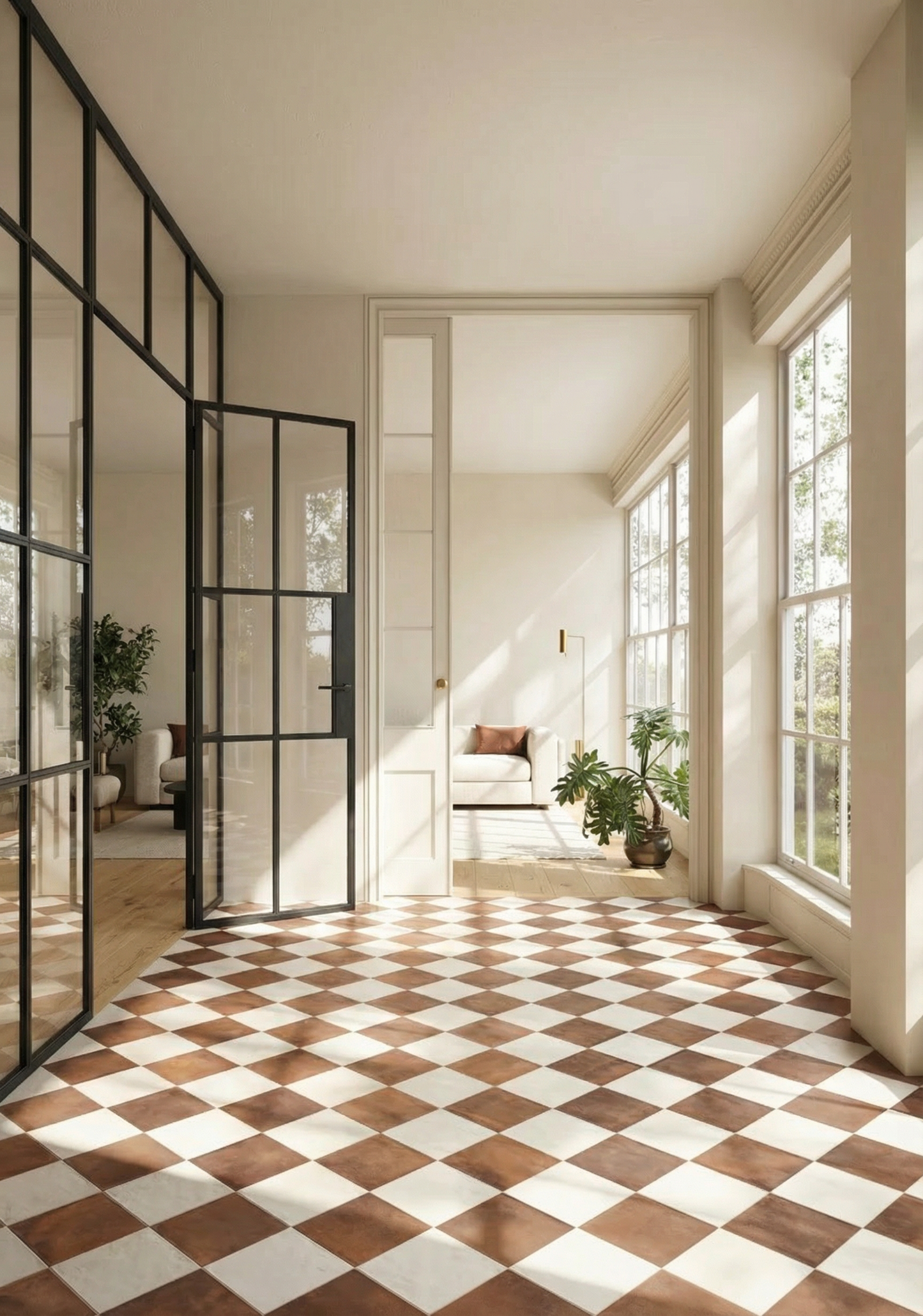 Kiln Terracotta And Bianco Assoluto Chequerboard