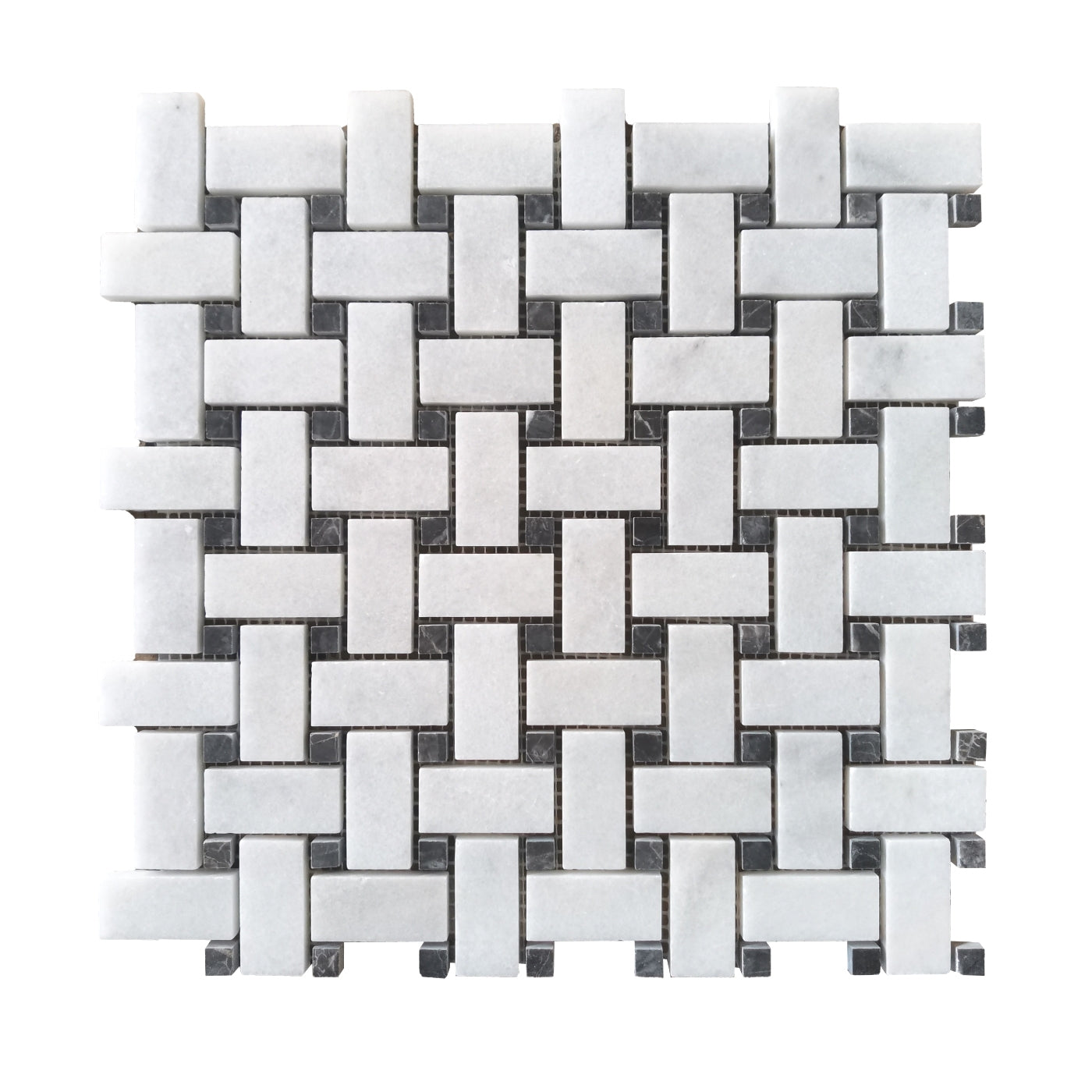 Carrara St Laurent Honed Mosaic Basketweave