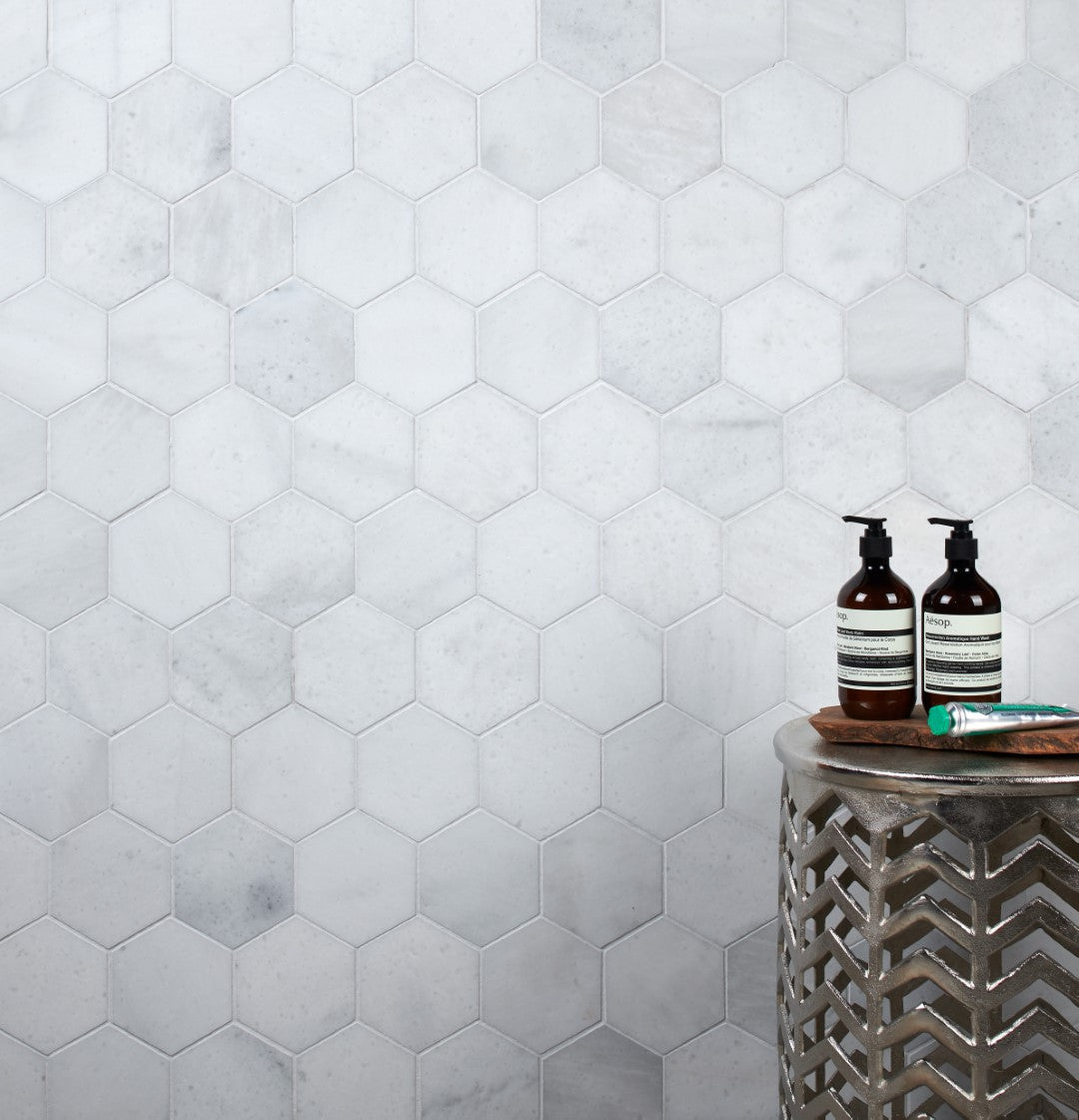 Long Island Marble Large Hexagon Mosaic Honed Finish