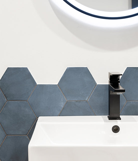 Medina Hexagon Porcelain Navy Blue