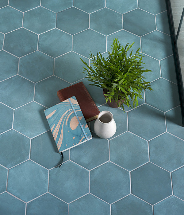 Medina Hexagon Porcelain Aqua