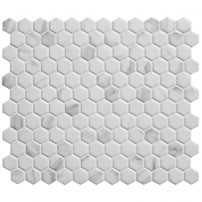 Hexagon Matt Carrara White