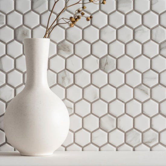 Hexagon Matt Carrara White